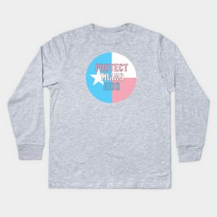 Protect Trans Kids Texas Flag (circular) Kids Long Sleeve T-Shirt